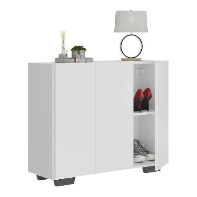 Sapateira 3 Portas Nina Multimóveis V6019 Branca/Preta Branco/Preto