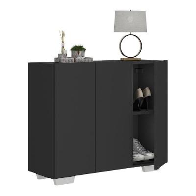 Sapateira 3 Portas Nina Multimóveis V6019 Preta/Branca Preto/Branco