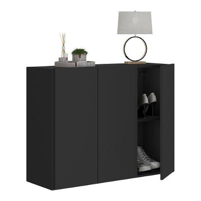 Sapateira 3 Portas Nina Multimóveis Preta V6024 Preta Preto