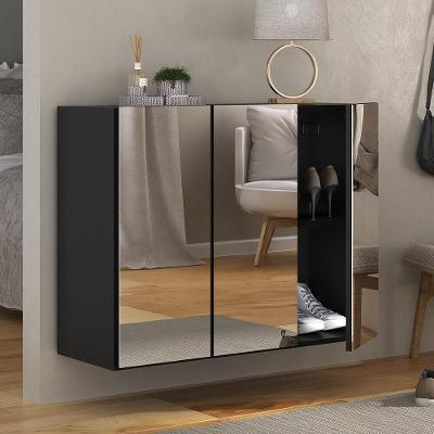 Sapateira 3 Portas Com Espelho Suspensa Nina Mp6021 Preta