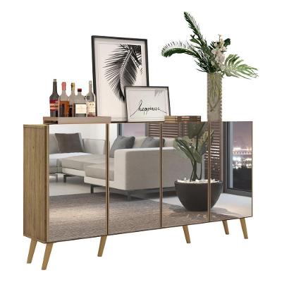 Aparador Buffet 4 Portas Com Espelho Retrô Vegas Multimóveis V3559 Rustic/natural Rustic/natural