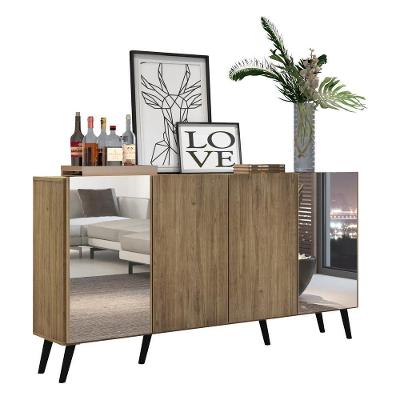 Aparador Buffet 4 Portas Com Espelho Retrô Vegas Multimóveis V3562 Rustic/preto Rustic/preto