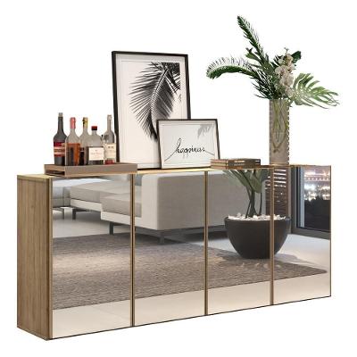 Aparador Buffet 4 Portas Com Espelho Suspenso Vegas V3596 Rustic Rustic