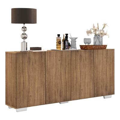 Aparador Buffet 4 Portas com Pés Quadrados Rustic/branco