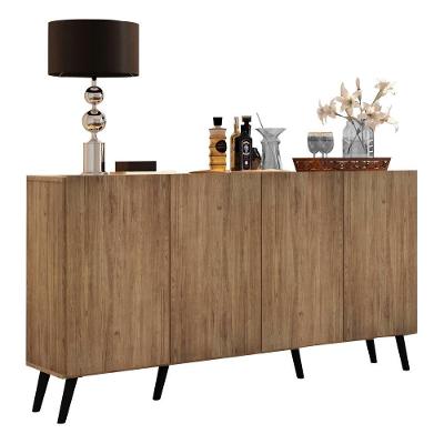 Aparador Buffet 4 Portas C/ Pés Retrô Rustic/preto