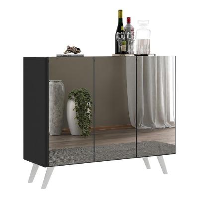 Aparador Buffet 3 Portas Com Espelho Retrô Vegas V1013 Preto/Branco Preto/Branco