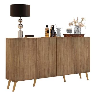 Aparador Buffet 4 Portas C/ Pés Retrô Rustic/Natural