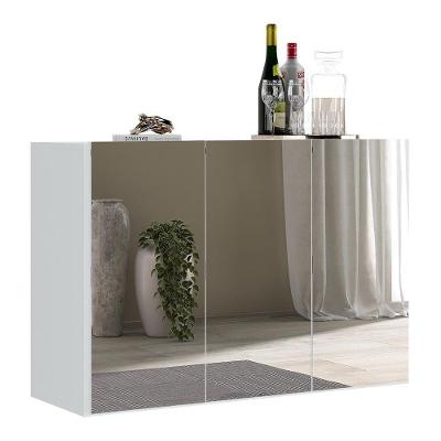 Aparador Buffet 3 Portas Com Espelho Suspenso Vegas V1012 Branco Branco