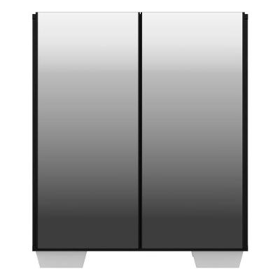 Aparador Buffet 2 Portas Com Espelho E Pés Quadrados Multimóveis V3614 Preto/branco Preto/branco
