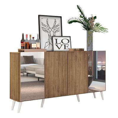 Aparador Buffet com Espelho E Pés Retrô Rustic/branco