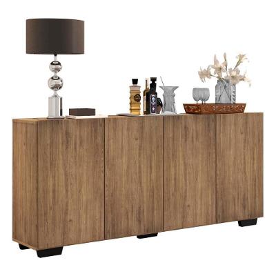 Aparador Buffet 4 Portas com Pés Quadrados Veneza Multimóveis Rustic/preto