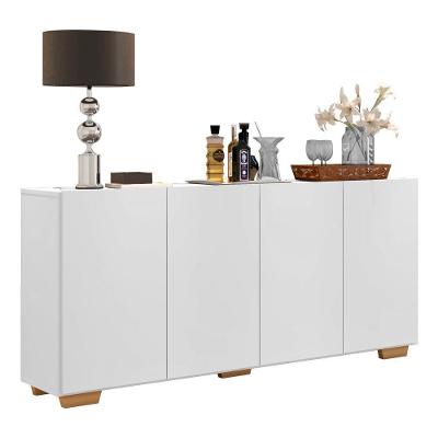 Aparador Buffet 4 Portas com Pés Quadrados Veneza Multimóveis Branco/natural