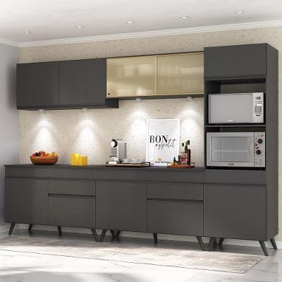 Armário De Cozinha Completa 5 Peças Com Leds Mp2014.895 Veneza Up Multimóveis Preto