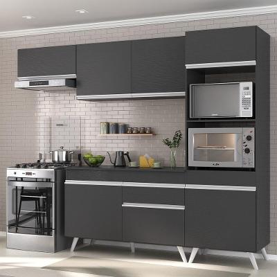 Armário De Cozinha Compacta 4 Peças Mp3690.898 Veneza Preto