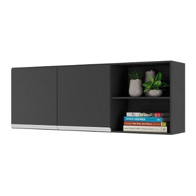 Armário De Cozinha Aéreo 150 Cm 2 Portas Preto/branco
