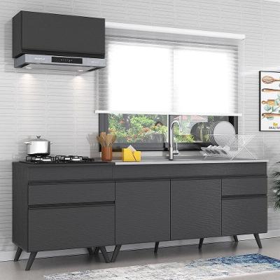 Armário De Cozinha Compacta Veneza Multimóveis Mp2074.895 Preto