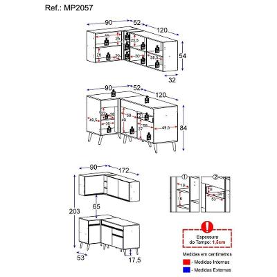 Cozinha Compacta De Canto Veneza Gw Mp2057 Com Armário E Balcão Branca