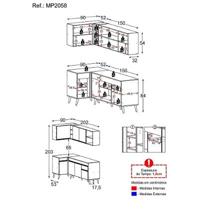 Cozinha Compacta De Canto Veneza Gw Mp2058 Com Armário E Balcão Branca