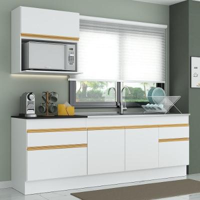 Cozinha Compacta Com Rodapé Com Armário E Balcão Branca