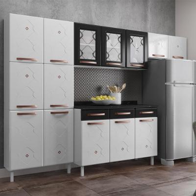 Cozinha De Aço Compacta 3 Peças Glass Branco preto