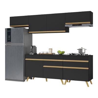 Cozinha Completa Veneza Gb Fg3708 Com Armário E Balcão Preta