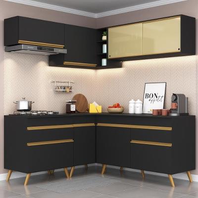Cozinha Completa De Canto Veneza Gb Mp2062 Com Armário E Balcão Preta