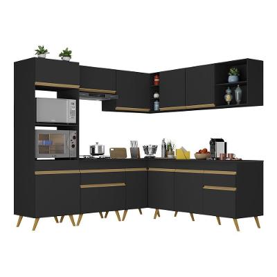 Cozinha Completa De Canto Veneza Gb Mp2045 Com Armário E Balcão Preta