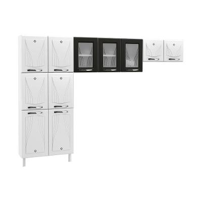 Cozinha De Aço Compacta Clara 3 Peças Cr6153 Branco preto