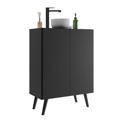 Gabinete Banheiro 2 Portas Retrô 63Cm Multimóveis V5006 Preto Preto