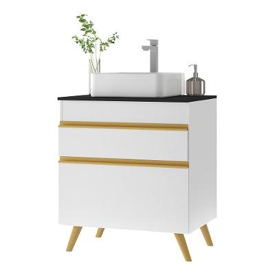 Gabinete Banheiro 1 Porta E 1 Gaveta Retrô 70Cm Multimóveis V5024 Branco Branco