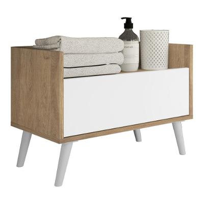 Gabinete Armário Banheiro 80Cm Retrô Multimóveis V5000 Rustic/Branco Rustic/Branco