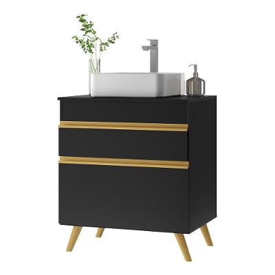 Gabinete Banheiro 1 Porta E 1 Gaveta Retrô 70Cm Multimóveis V5024 Preto Preto
