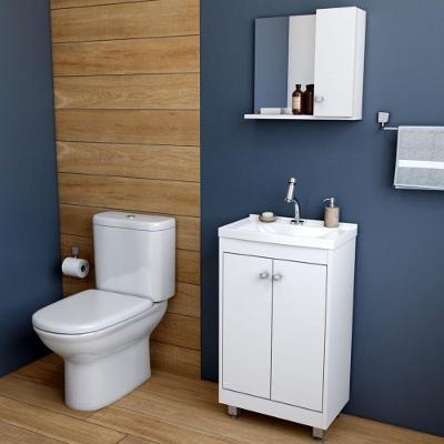 Gabinete Banheiro Com Cuba E Espelheira 45cm Branco