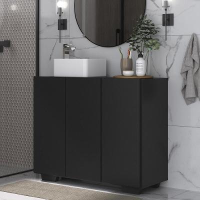 Gabinete Banheiro 3 Portas 90cm Mp5031 Preto