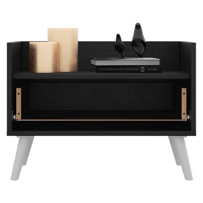 Gabinete Armário Banheiro 60 Cm com Pés Retrô Preto Branco