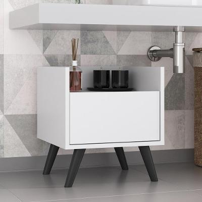 Gabinete Armário Banheiro 40 Cm Com Pés Retrô Multimóveis Mp5037 Branco/Preto