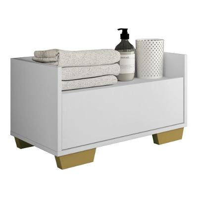 Gabinete Armário Banheiro 60 Cm com Pés Branco Natural