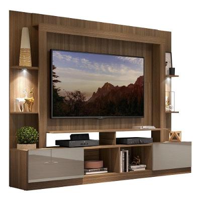 Estante Com Suporte Tv 65" E Leds Berlim Multimóveis V3384 Madeirada/lacca Fumê Madeirado/lacca Fumê