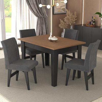 Conjunto Mesa De Jantar 120 Cm Com 4 Cadeiras Tokio Multimóveis Ex1004 Preto/Madeirado/Grafite