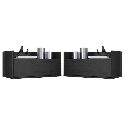 Kit com 2 Mesas de Cabeceira 60 Cm Suspensa Preta