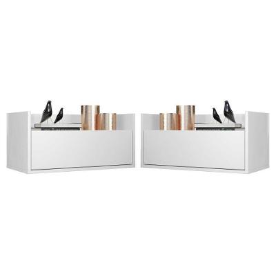Kit com 2 Mesas de Cabeceira 60 Cm Suspensa Branca
