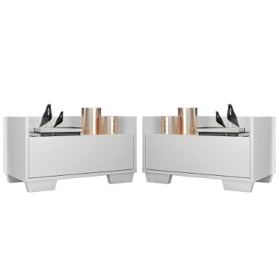 Kit com 2 Mesas de Cabeceira 60 Cm com Pés Quadrados Branca