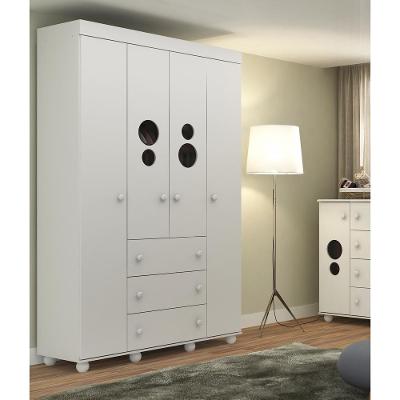 Guarda Roupa 4 Portas e 3 Gavetas Pimpolho Branco