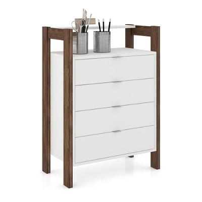 Gaveteiro Com 4 Gavetas Multimóveis Vcr25006 Branco/Nogal Branco/Nogal