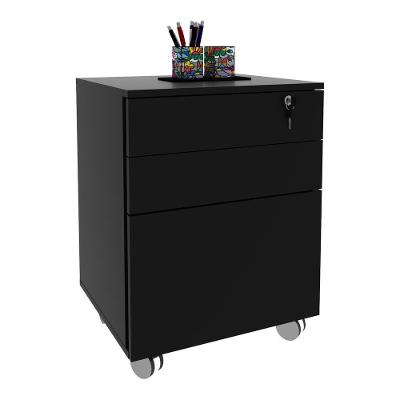 Gaveteiro Arquivo Com Chave E Rodízios Multimóveis Vcr25045 Preto Preto