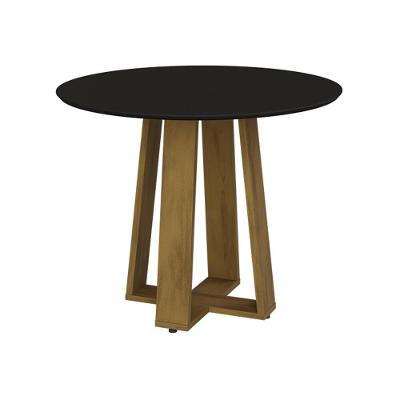 Mesa De Jantar Redonda 103cm Multimóveis Cr50043 Carvalho/preta Carvalho/preto