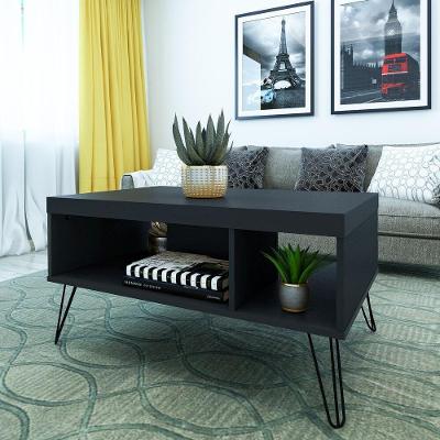 Mesa De Centro 91Cm Com Nichos Multimóveis Cr45148 Preta Preto