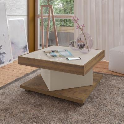 Mesa De Centro 63Cm Com Rodízios Multimóveis Cr45152 Off White/Pinho Off White/Pinho