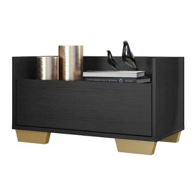Mesa De Cabeceira 60Cm Multimóveis V3628 Preta/Natural Preto/Natural