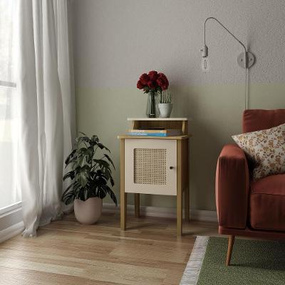 Mesa Lateral 43Cm Com 1 Porta Multimóveis Cr45125 Carvalho/Off White Carvalho/Off White